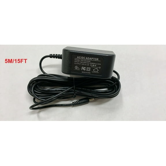 12 Volt 2A Power Adapter Usb Supply AC to DC 2.1mm X 5.5mm Plug 12v 2 Amp Power Supply, Wall Plug Extra Long 15 Foot Cord