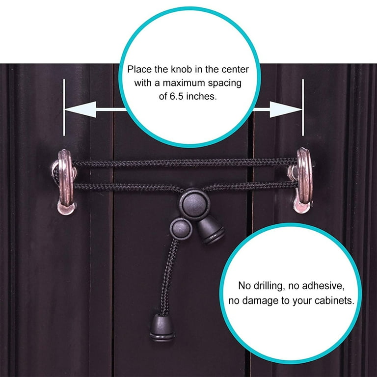 Tuelaly 5Pcs Cabinet Door Locks No Drilling Required Sufficient Quantity  Wear Resistant Simple Installation Wide Application Anti-pinch Nylon  Baby-Proofing Cabinet Safety Lock Ropes for Home 