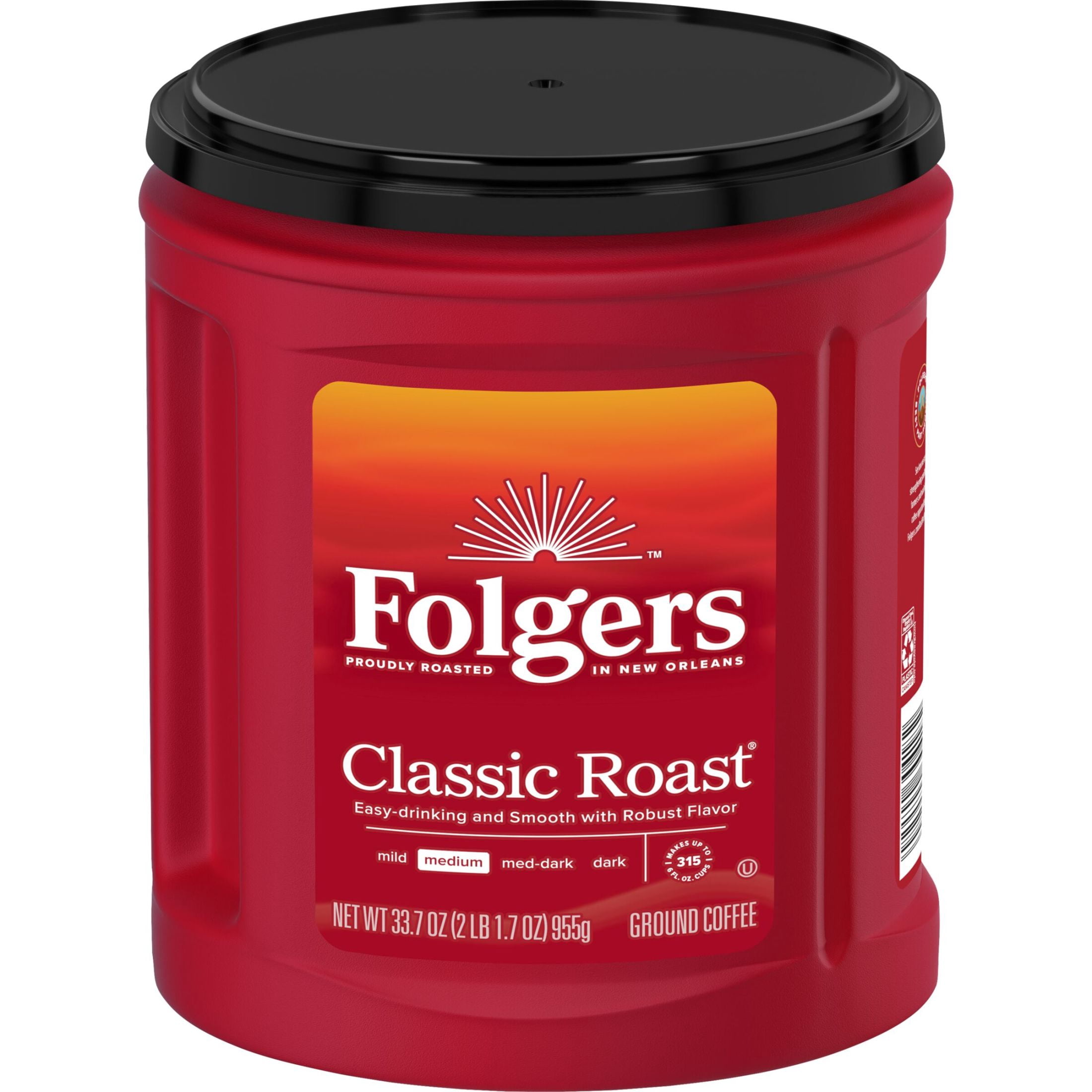 Folgers Classic Roast Ground Coffee, Medium Roast, 33.7 oz Canister