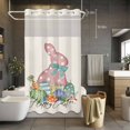 thumbnail image 5 of Happy Easter No Hooks Shower Curtain with Snap-in Liner Rabbit Colorful Eggs Floral Spring Retro Linen Shower Curtains for Bathroom, Waterproof, Easy Install, Washable 36"x72", 5 of 9
