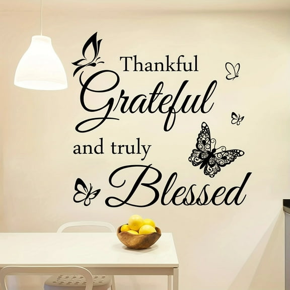 English Wall Stickers Thank you Grateful blessed Letter Butterfly Wall Stickers Study Bedroom Background Wall Stickers