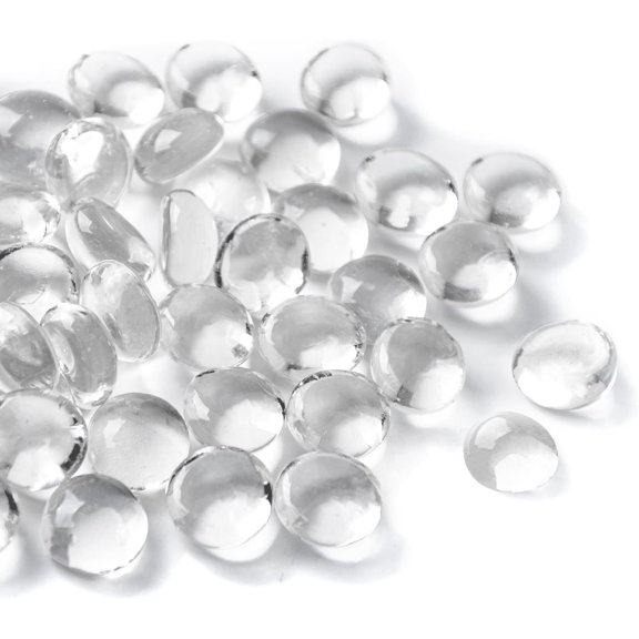 Nvzi 4mm Glass Vase Fillers 100pcs Flat Glass Beads for Aquarium Decor DIY Craft, Handmade Gift Glass Beads Craft Supplies,Transparent