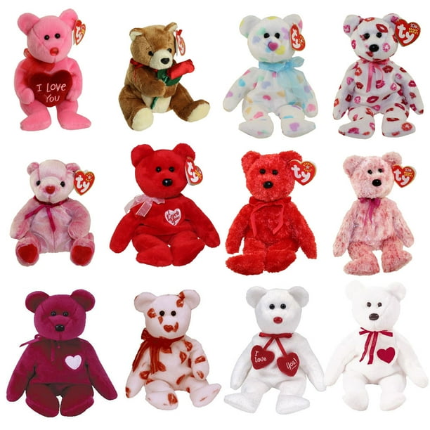TY Beanie Babies VALENTINE'S DAY BEARS (Set of 12)(Smitten, Smooch