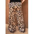 thumbnail image 3 of Plus Taupe Combo Leopard Print Satin High-waisted Wide Leg Pants, 3 of 3