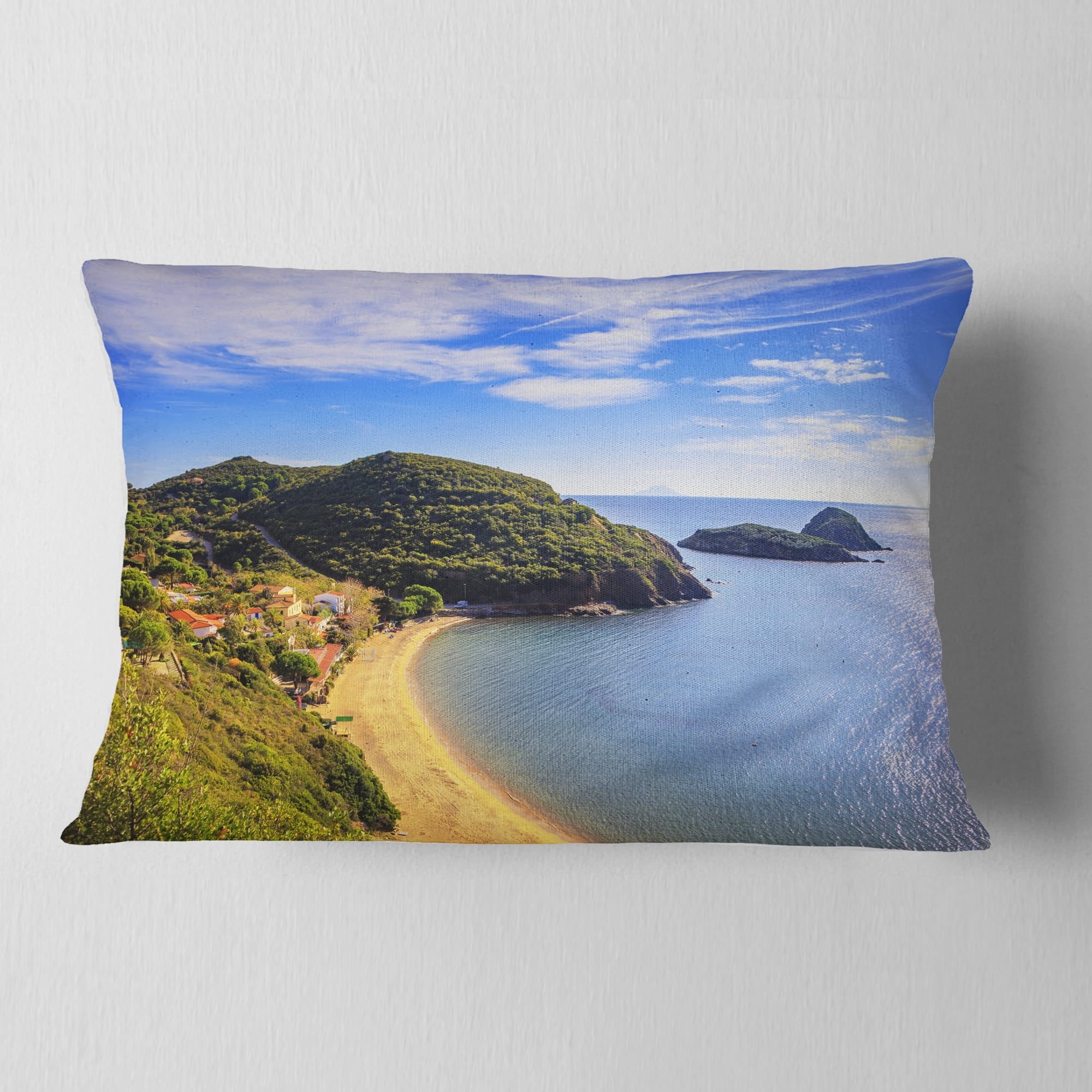 Designart 12" x 20" Blue Polyester Throw Pillow