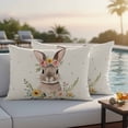 thumbnail image 5 of Easter Rabbit Pillow Covers 2 Pack Watercolor Spring Pink White Floral Wreath Bunny Linen Texture Pillowcase Waterproof Outdoor Throw Pillow Cover for Patio Balcony Rectangular Cushion 20”x12”, 5 of 9