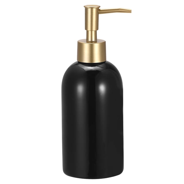 Dispensador de Jabón Uxcell, Dispensador de Jabón de Cerámica de 14Oz con Bomba de Acero Inoxidable para Cocina y Baño, Negro