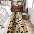 thumbnail image 4 of 2'x6' Rug Runners for Hallways Kitchen, Cute Dog Claws Non Slip Entryway Beside Floor Carpet Runner, Farmhouse Brown Wooden Grain Puppy Pawprints Laundry Room Bedroom Throw Rugs Mat for Family Pet, 4 of 8