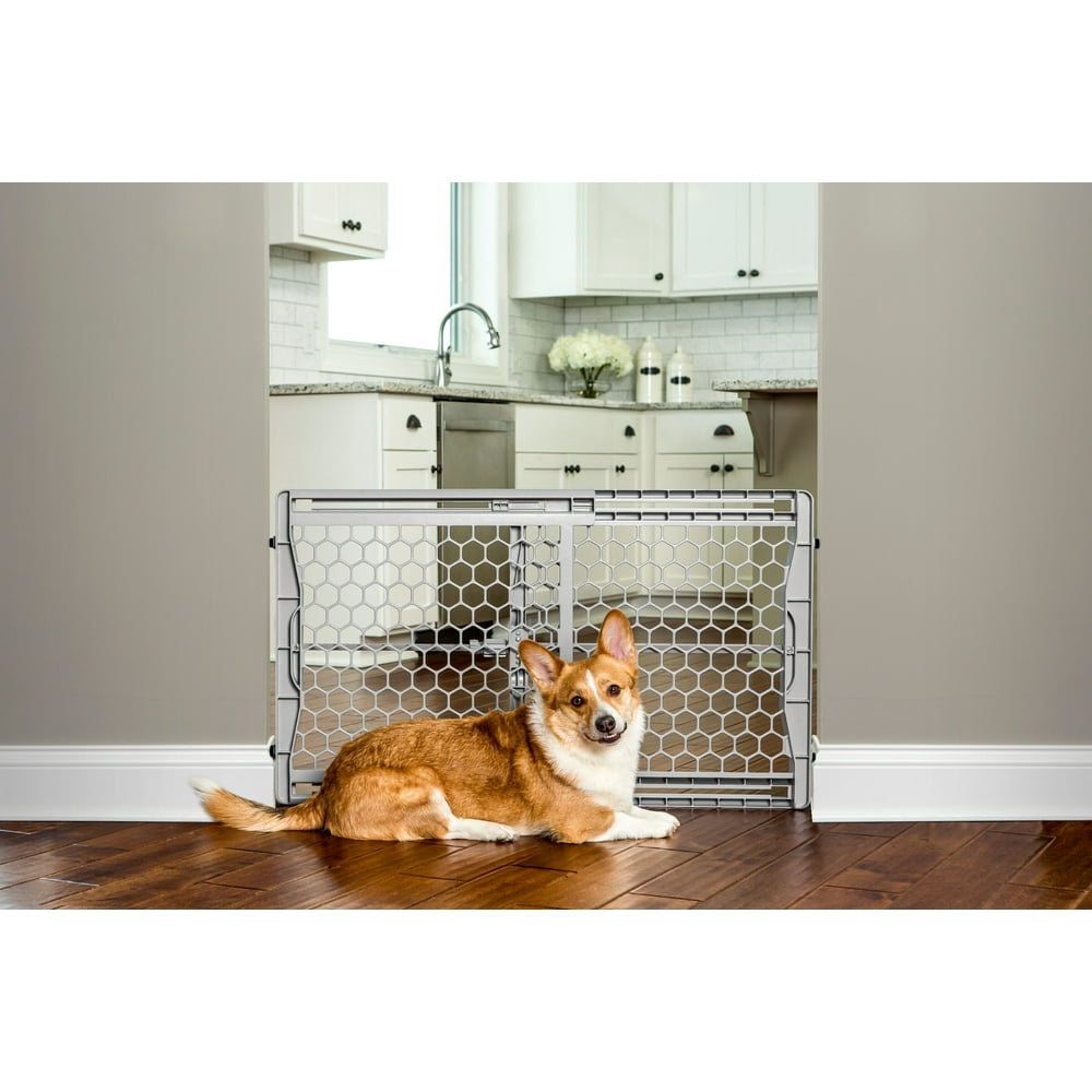 Carlson Pet Products Easy Fit Plastic Adjustable Dog Gate, Gray, 42"L x