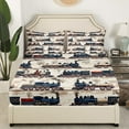 thumbnail image 2 of Erosebridal Vintage Steam Engine Fitted Sheet Twin, Retro Railway Train Bedding Set Twin Size, Teens, 2 of 6