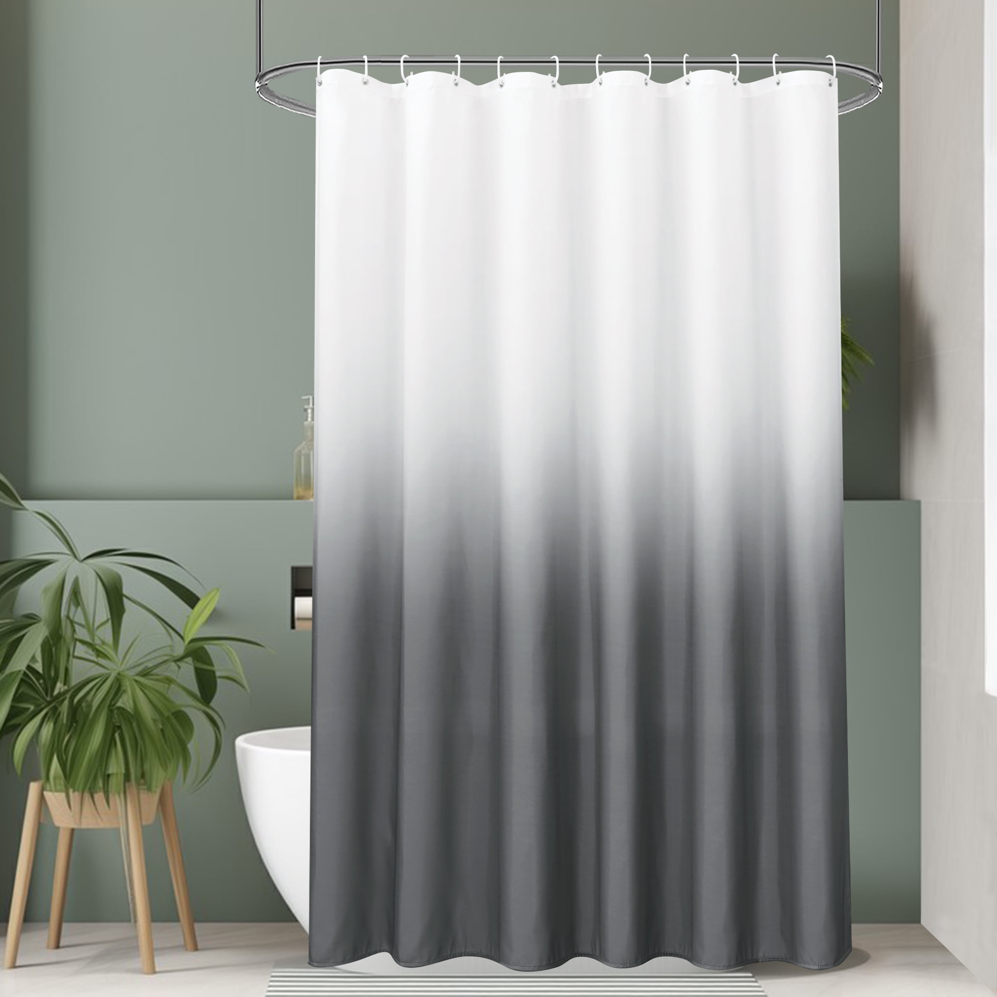 Inosoo Gray Ombre Fabric Shower Curtain, 72 x 78 Inch Long Thick Gray Gradual Cloth Shower curtains for Bathroom, Water Repellent