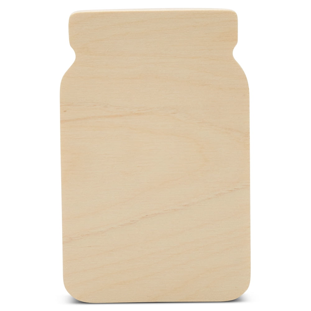 Chunky Wooden Mason Jar Cutouts 4 x 25/8inch, Pack of 10 Unfinished