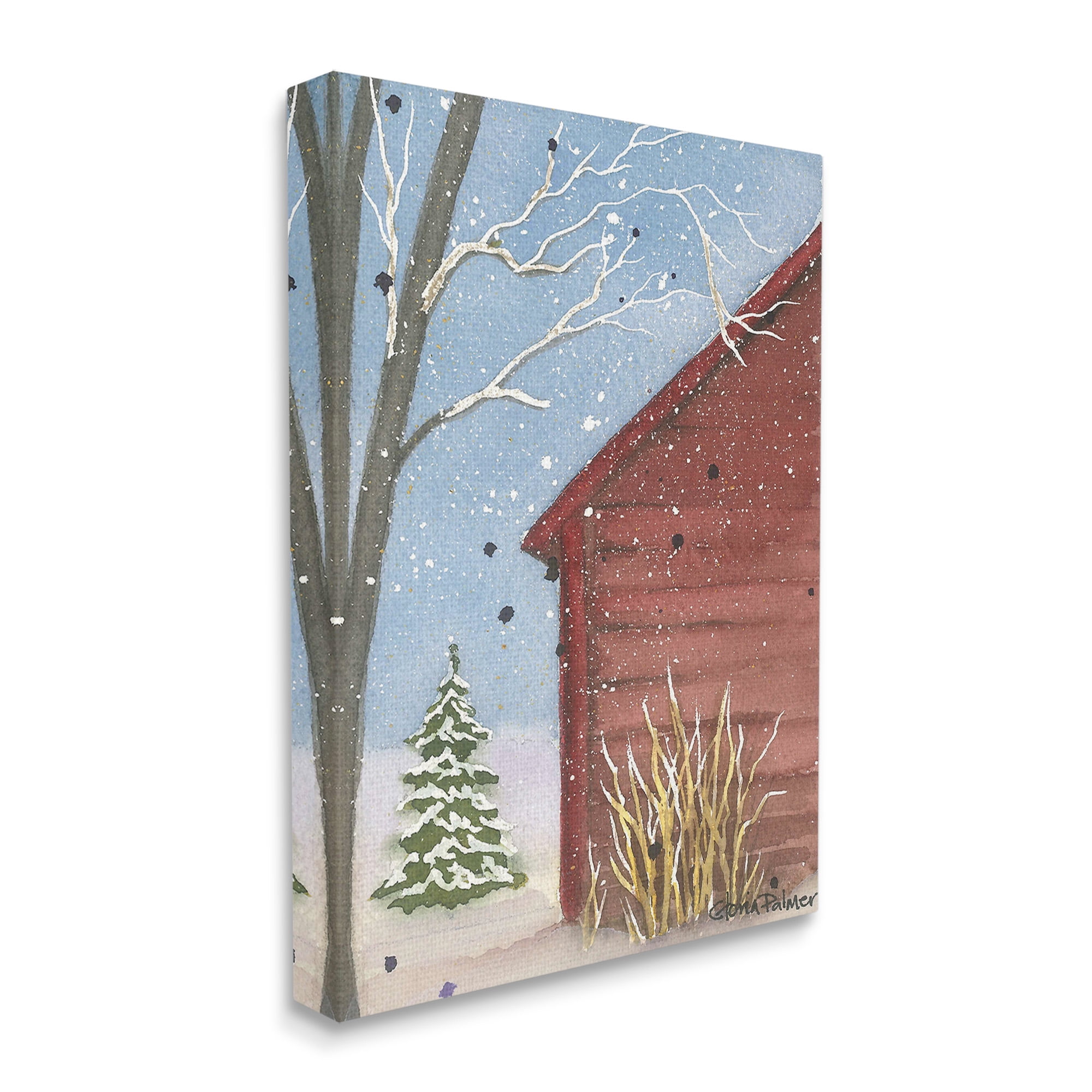 Stupell Industries Winter Snowy Cabin Holiday Painting Gallery Wrapped Canvas Art Print Wall Art, 36 x 48