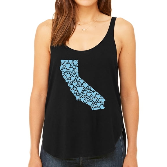Women's Premium Word Art Flowy Tank Top - California Hearts
