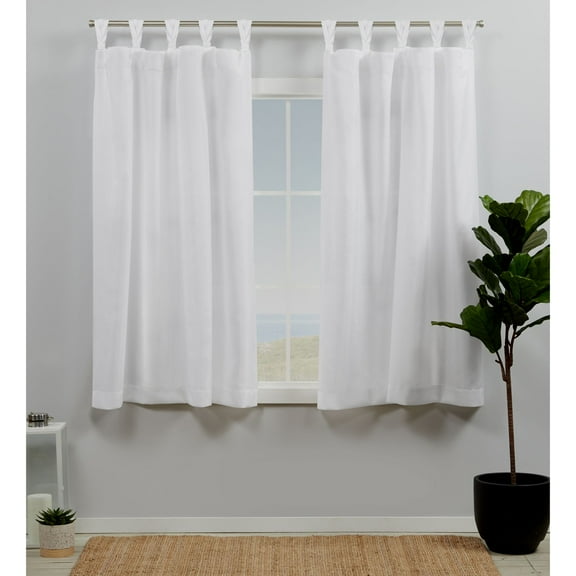 Exclusive Home Curtains Loha Linen Braided Tab Top Curtain Panel Pair, 54x63, Winter