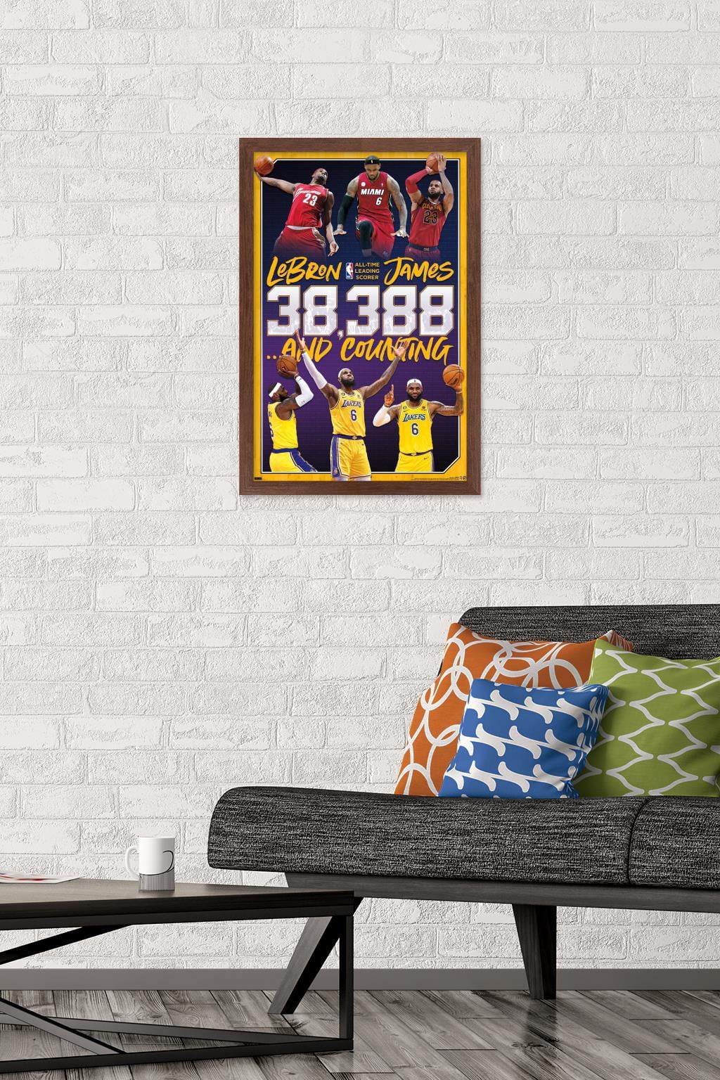 NBA League - LeBron James All-Time Scoring Leader Wall Poster, 14.725" x 22.375" Framed