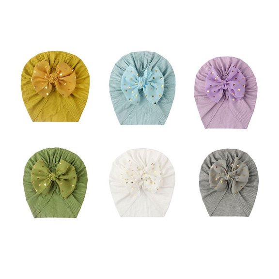 6 Pieces Newborn Baby Unisex Beanie Hat, Infant Hospital Hat with Cute Bow Headwrap Elastic Cap