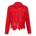 thumbnail image 4 of Womens Jeans Jacket Solid Color Lapel Button Down Casual Denim Jacket Outerwear, 4 of 4