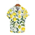 thumbnail image 2 of Yyeselk Men's Casual Beach Shirts Short Sleeve Button Down Tropical Print Shirt Lapel Stylish Comfort Vacation Hawaiian Shirt Yellow S, 2 of 5