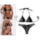 thumbnail image 5 of Traje de baño de 2 piezas para mujer, traje de baño , con cuello halter triangular, traje de baño con de imitación de cristal, ro Negro M Baoblaze Traje de bikini de mujer, 5 of 8