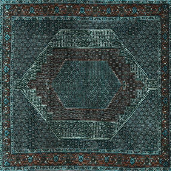 Ahgly Company Indoor Square Persian Light Blue Traditional Area Rugs, 6' Square