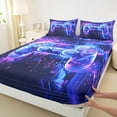 thumbnail image 3 of jejeloiu Game Console Twin Sheet Sets,Gamer Gaming Twin Fitted Sheet,Purple Splatter Ink Flat Sheet For Boys Girls,Breathable Bedroom Decorative,3pcs, 3 of 7