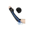 thumbnail image 3 of INSPIRE CHIC Women's Lace Up Half Finger Gloves Lace Elbow Length Arm Warmers Black and Blue Ribbon One Size, 3 of 6