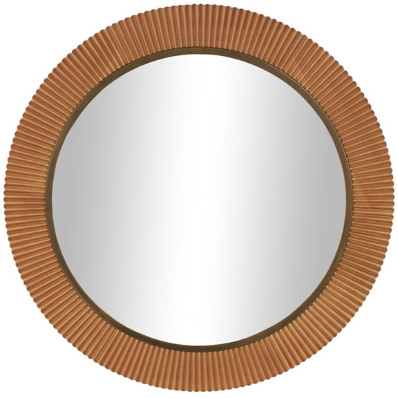 DecMode 43" x 43" Brown Fluted Wall Mirror with Scalloped Edge