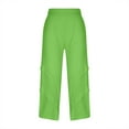thumbnail image 6 of QUYUON Wide Leg Sweatpants Women Fashion Retro Mid Waist Cotton Linen Plain Ribbon Pocket Loose Bloomers Women Pants Long Pant Leg Length Jegging Pant Style N-742 Green XXL, 6 of 6