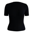 thumbnail image 1 of Blusa George para Mujer, con Botones en Hombro, cuello redondo, Manga Corta, Tela Rib Negro Talla CH, 1 of 4