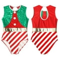 thumbnail image 6 of CHICTRY Kids Girls Santa Elf Ballet Dance Gymnastics Leotards Sequins Stripes Christmas Dancewear Red 12, 6 of 7