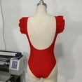 thumbnail image 5 of UTSJKR Women's Ruffle One Piece Swimsuits Tummy Control Bathing Suit Sexy V Neck Swimwear Adjustable Straps Red S, 5 of 5