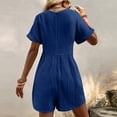 thumbnail image 2 of ZEHJUHAN Women's Solid Color Casual Chic V-Neck Romper - Short Sleeve Jumpsuit with Pockets for Summer Dark Blue，S, 2 of 17
