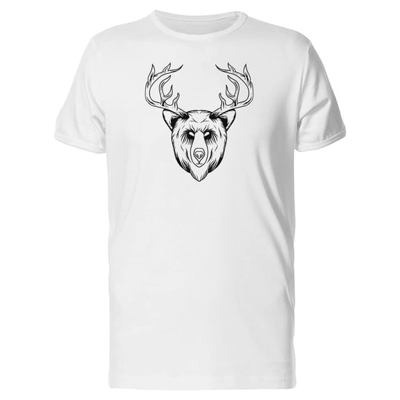 Bear With Antlers B&w Tee Men's -Image by Shutterstock