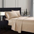 thumbnail image 1 of YYAO Queen Size Luxurious Striped Sheet Set for Home Hotel, 4 Piece, Beige Yellow, 1 of 1