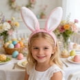 thumbnail image 4 of Aufmer Fleece Rabbit Ears Headband Easter Bunny Hair Clip Head Hoops, pinks blue purple yellow white, 4 of 6