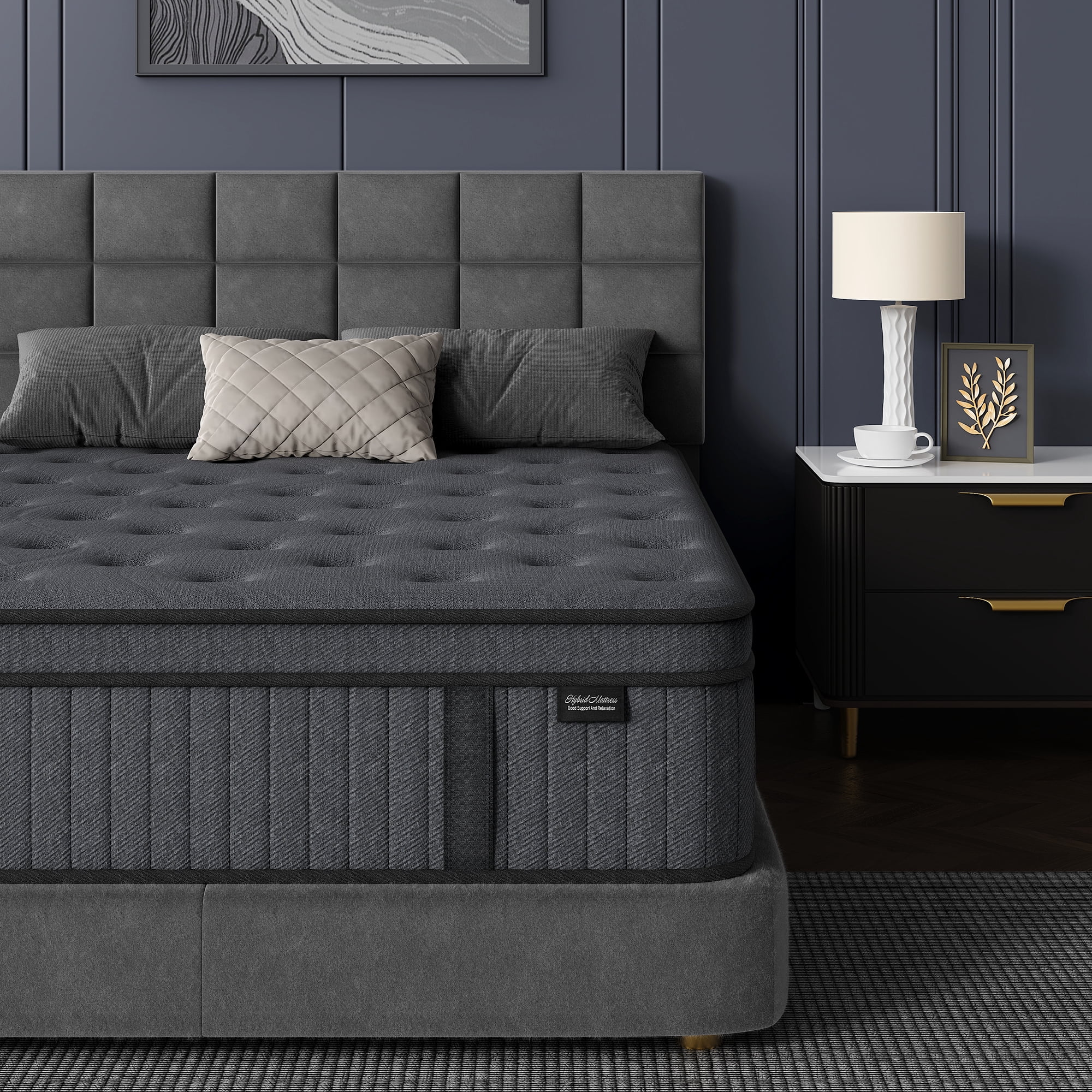 Sweetland 12" Queen Mattress in a Box, Hybrid Memory Foam with Individually Pocketed Coils, Medium Firm Pressure Relief