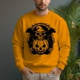 thumbnail image 5 of Men's 330g 100% Cotton Pumpkin Skull Pattern Dropped Shoulder Crew Neck Sweatshirt, 5 of 15