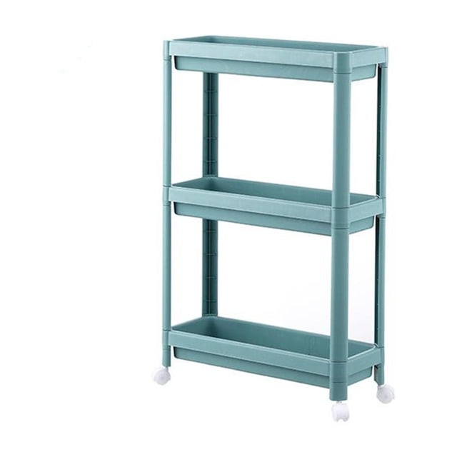 Carts with Wheels Slim Fitting Rolling Storage Truck Three Layer Narrow Practical Shelf with Wheel Rack, Suitable for Small Space In Kitchen, Bathroom, Laundry Room and Pantryrolling Carts with Wheels