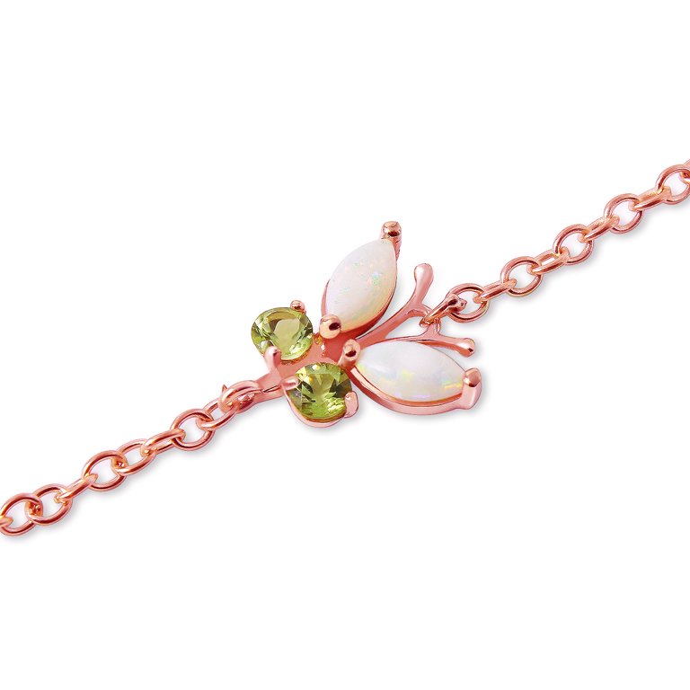 Galaxy Gold 14k Rose Gold Opal and Peridot Butterfly Bracelet