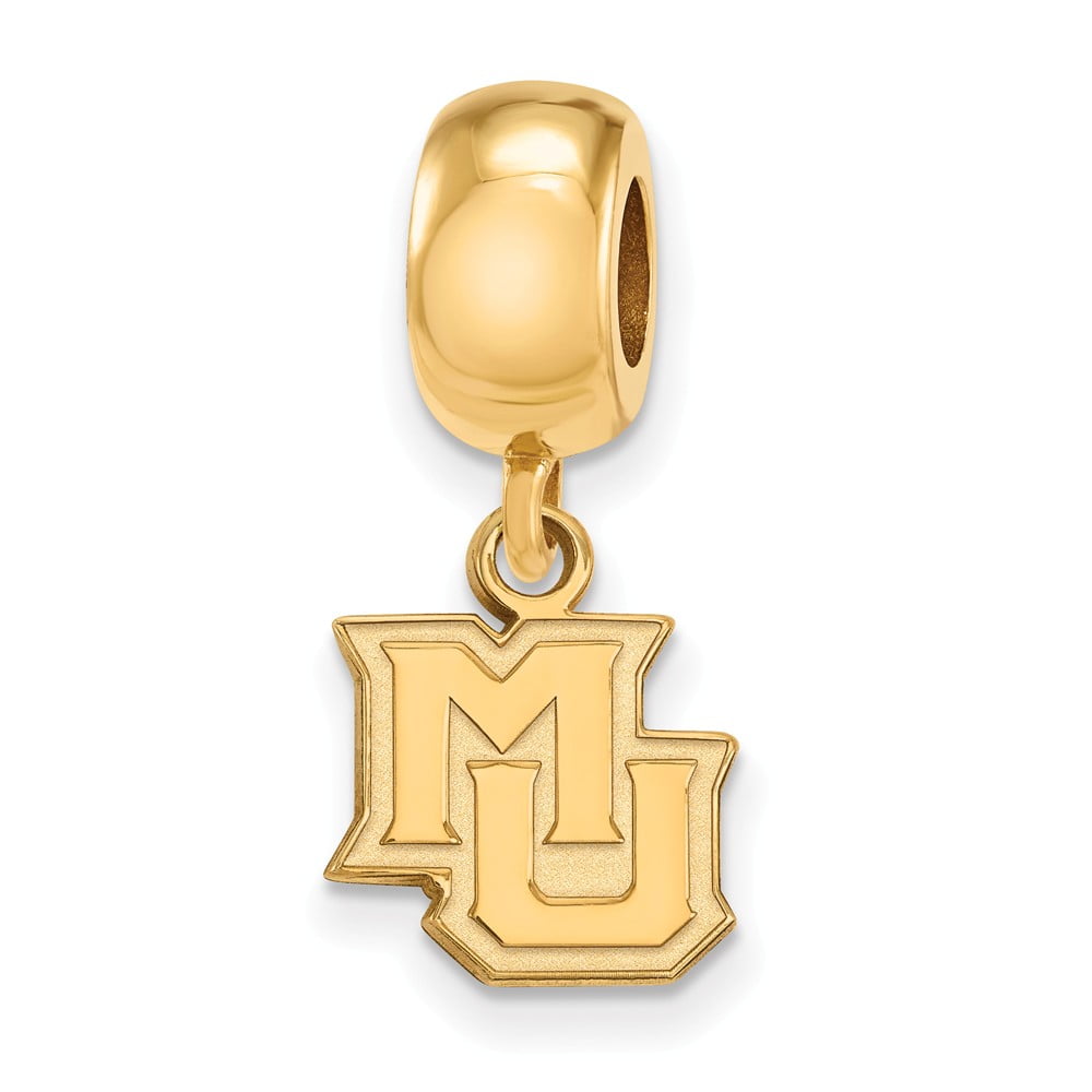 Jewel Tie 925 Sterling Silver with Gold-Toned Marquette University Extra Small Dangle Bead Charm Very Small Pendant Charm 12mm x 22mm