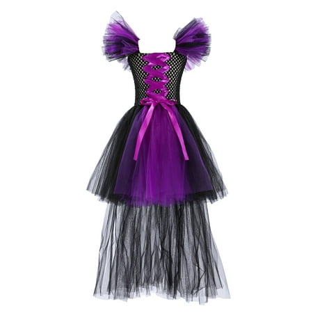 

GWAABD Toddler Girl Summer DressPolyester Toddler Kids Baby Girls Magnificent Witch Rainbow Black Gown Fancy Dress Up Party Tutu Dress Tulle Dresses 5-6T