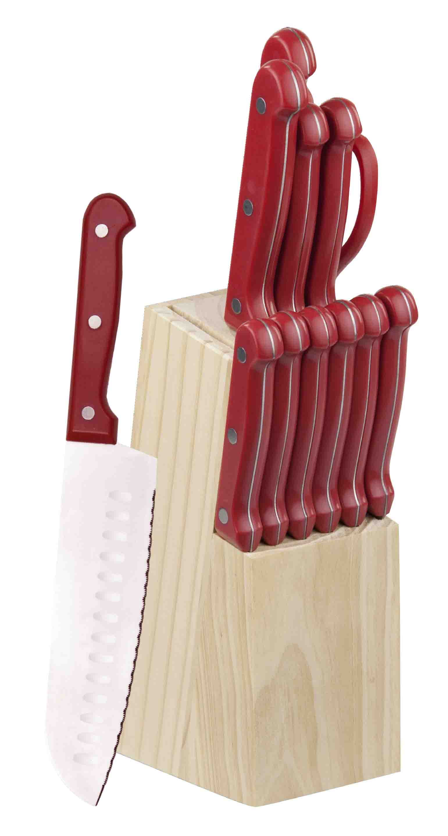 Home Basics 13piece Knife Set with Block in Red