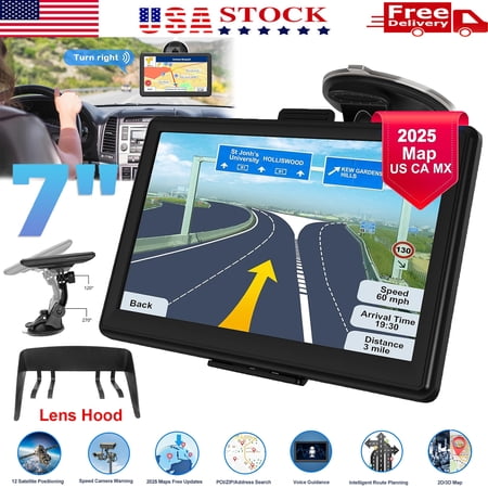 2025 New 7-inch Car GPS Navigation, 256Mb Portable Gps Navigation for Car, Free Map Update Truck GPS for Vehicles