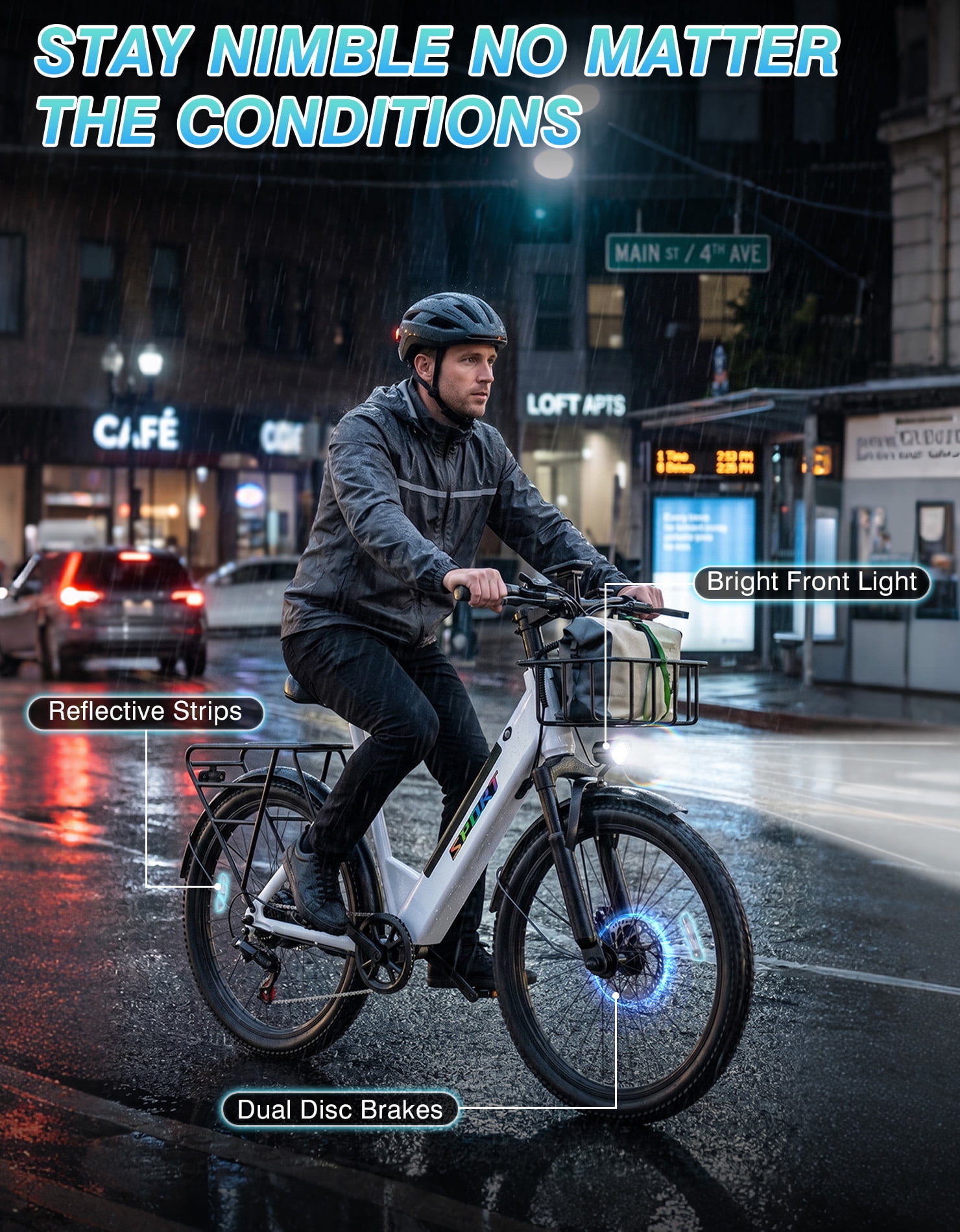 AZHAR Electric Commuter Bike for Adults,1500W ,48V10.4AH 26\" Electric Mountain Bike with 7 Speed Gears UL2849