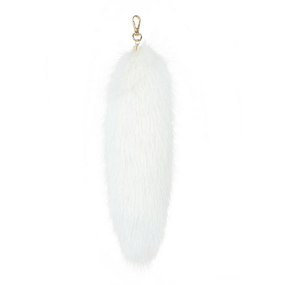 Plush Tail Keychain – Soft Faux Fox Fur Fluffy Pendant with Metal Clasp for Backpack, Handbag, Car Keys, Purse & Schoolbag Accessories