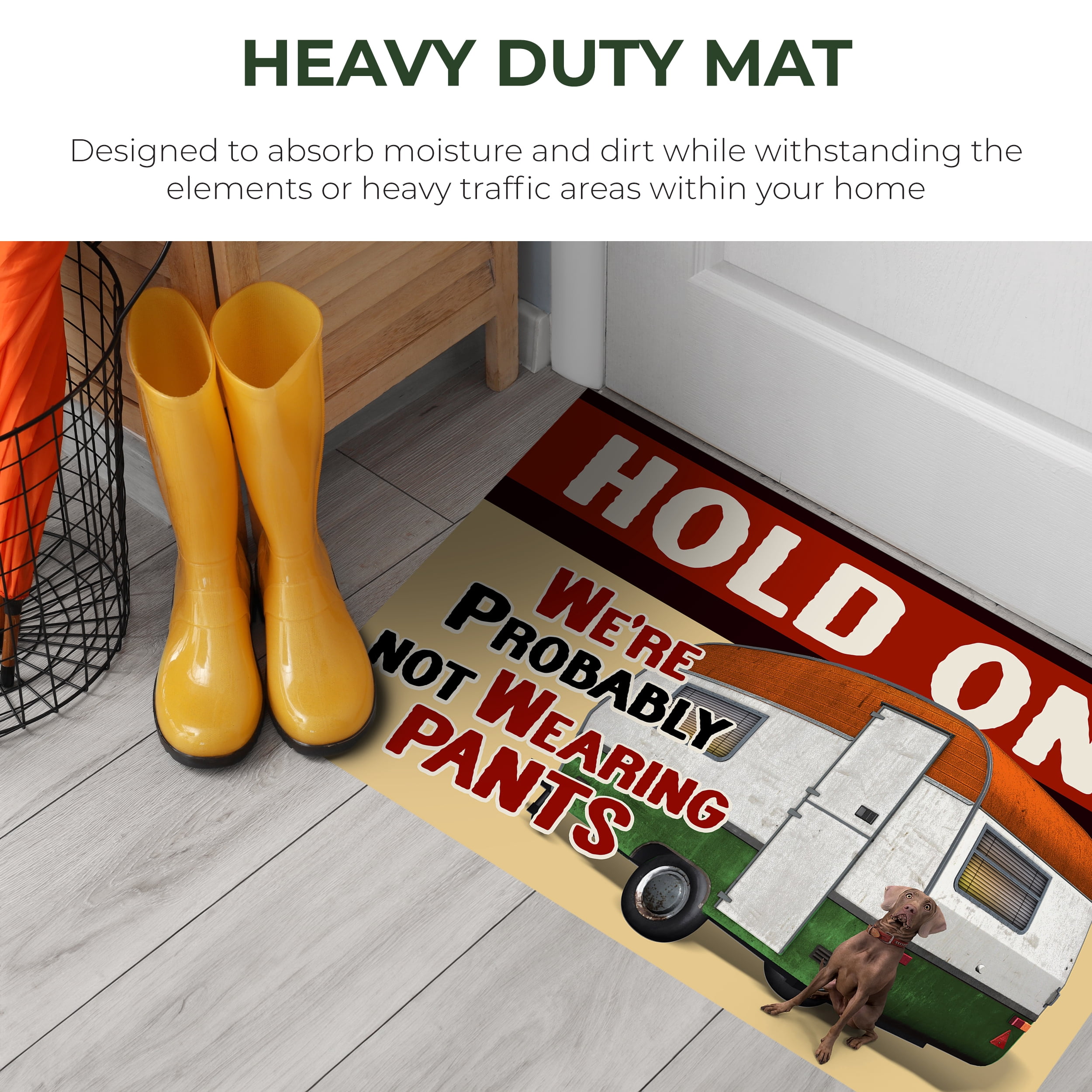 Rivers Edge Products Rivers Edge Products 26" x 17" Rubber Door Mat -  All Weather, Anti-Slip Welcome Mat - Fade-Resistant Indoor Outdoor Rug - Entryway Doormat for Front Porch, Patio, Garage - Pants