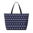 thumbnail image 2 of Xecao Purple and Blue Squares for versatile beach bag for women includes zipper pockets and waterproof material, ideal for vacations and adventures., 2 of 7