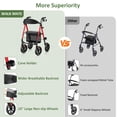 thumbnail image 4 of WALK MATE Rollator Walker for Seniors, 10 Inch Big Wheels, Reinforced Aluminum Frame 350lb Weight Capacity, Foldable All Terrain Rolling Walker with Seat, Lightweight Adjustable Height, Red, 4 of 10