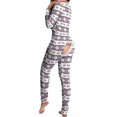 thumbnail image 1 of Fashnice Combinaison pour Femmes Col en V Pyjama Moulant à Rabat Boutonné Confortable pour les Vacances Gris TG, 1 of 2